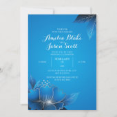 Elegant Blue Flower Wedding Invitation Kaart (Voorkant)