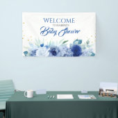 Elegant Blue Flowers Baby shower Welkom Spandoek (Beurs)