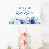 Elegant Blue Flowers Baby shower Welkom Spandoek (Insitu)