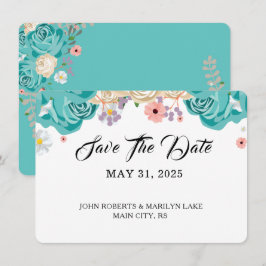 Elegant Blue Flowers Botanical Wedding Custom Save The Date