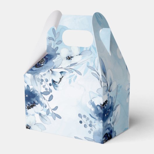 Elegant Blue Flowers Boy Baby shower Bedankdoosjes (Achterkant)