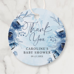 Elegant Blue Flowers Boy Baby shower Bedankjes Labels