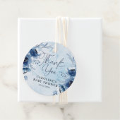 Elegant Blue Flowers Boy Baby shower Bedankjes Labels (In situ)