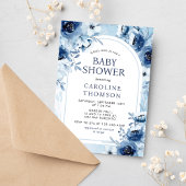 Elegant Blue Flowers Boy Baby shower Kaart