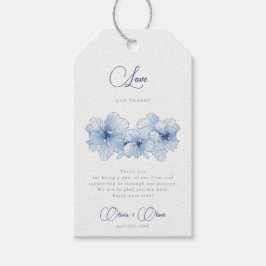 Elegant Blue Flowers Bruiloft Liefde en Bedankt Cadeaulabel