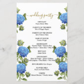 Elegant Blue Flowers Calligraphy Wedding Programme (Achterkant)