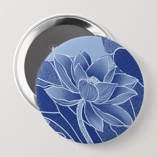 Elegant Blue Flowers Chinoiserie Lotus Mandala Ronde Button 4,0 Cm (Voorkant /achterkant)