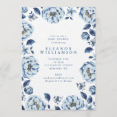 Elegant Blue Flowers Floral Baby Shower Kaart (Voorkant)