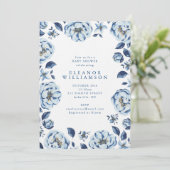 Elegant Blue Flowers Floral Baby Shower Kaart (Staand voorkant)