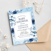 Elegant Blue Flowers Het Een Jongen Baby shower