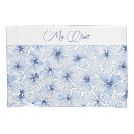 Elegant Blue Flowers Kussensloop