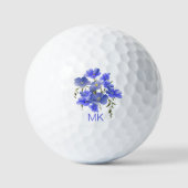 Elegant Blue Flowers Monogrammed Dames Golfballen (Voorkant)