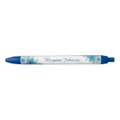 Elegant Blue Flowers Personalised Ink Pen (Voorkant)