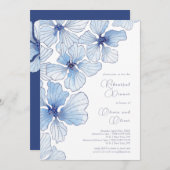Elegant Blue Flowers repetitie diner Kaart (Voorkant / Achterkant)