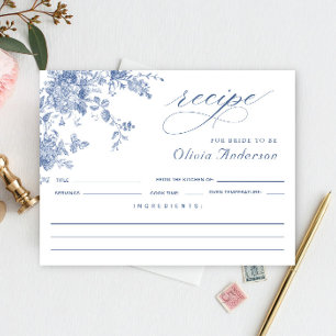 Elegant Blue Flowers Vrijgezellenfeest Recipe Kaar Briefkaart