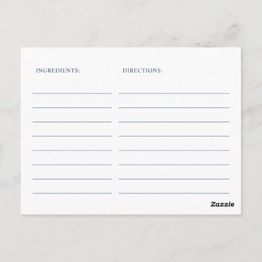 Elegant Blue Flowers Vrijgezellenfeest Recipe Kaar Briefkaart (Achterkant)