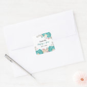 Elegant Blue Flowers Waterverf Weddenschap Harteli Vierkante Sticker (Envelop)