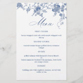 Elegant Blue  Flowers Weddenrenmenu (Voorkant)