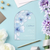 Elegant Blue Flowers Wedding Acryl Uitnodigingen (Insitu (Huwelijk))