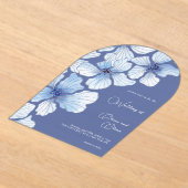 Elegant Blue Flowers Wedding Acryl Uitnodigingen (Laagn)