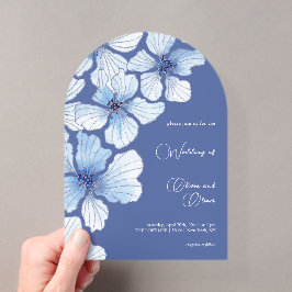 Elegant Blue Flowers Wedding Acryl Uitnodigingen