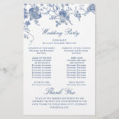 Elegant Blue Flowers Wedding Ceremony Program (Achterkant)