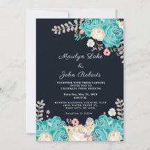 Elegant Blue Flowers Wedding Floral Navy