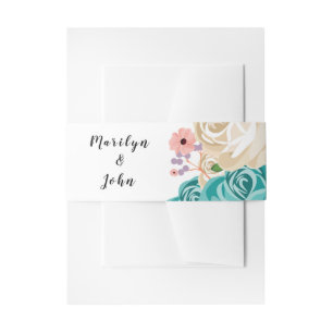 Elegant Blue Flowers Wedding Floral Waterverf Uitnodigingen Wikkel