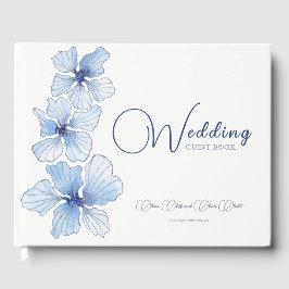 Elegant Blue Flowers Wedding Gastenboek