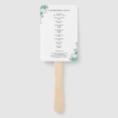 Elegant Blue Flowers Wedding Handwaaier (Achterkant)