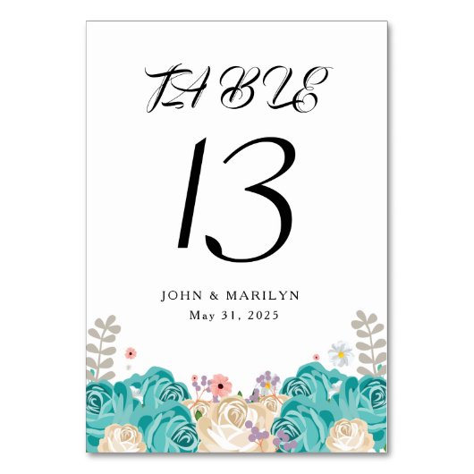 Elegant Blue Flowers Wedding Kaart (Achterkant)