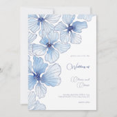 Elegant Blue Flowers Wedding Kaart (Voorkant)