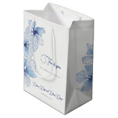 Elegant Blue Flowers Wedding Medium Cadeauzakje (Achterkant Gekanteld)