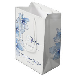 Elegant Blue Flowers Wedding Medium Cadeauzakje