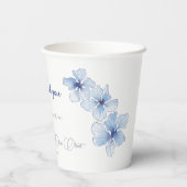 Elegant Blue Flowers Wedding Papieren Bekers (Achterkant)