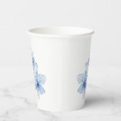 Elegant Blue Flowers Wedding Papieren Bekers (Rechts)