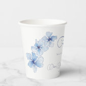 Elegant Blue Flowers Wedding Papieren Bekers (Voorkant)