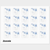 Elegant Blue Flowers Wedding Vierkante Sticker (Vel)