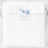 Elegant Blue Flowers Wedding Vierkante Sticker (Tas)