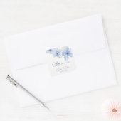 Elegant Blue Flowers Wedding Vierkante Sticker (Envelop)