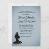 Elegant Blue Fog Lesbian Wedding Uitnodiging (Voorkant)