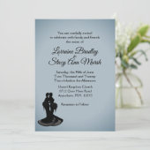 Elegant Blue Fog Lesbian Wedding Uitnodiging (Staand voorkant)