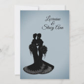 Elegant Blue Fog Lesbian Wedding Uitnodiging (Achterkant)