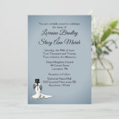 Elegant Blue Fog Lesbian Wedding Uitnodiging (Staand voorkant)