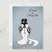 Elegant Blue Fog Lesbian Wedding Uitnodiging (Achterkant)