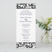 Elegant Blue Font Black Damask Wedding Invitation Kaart (Staand voorkant)