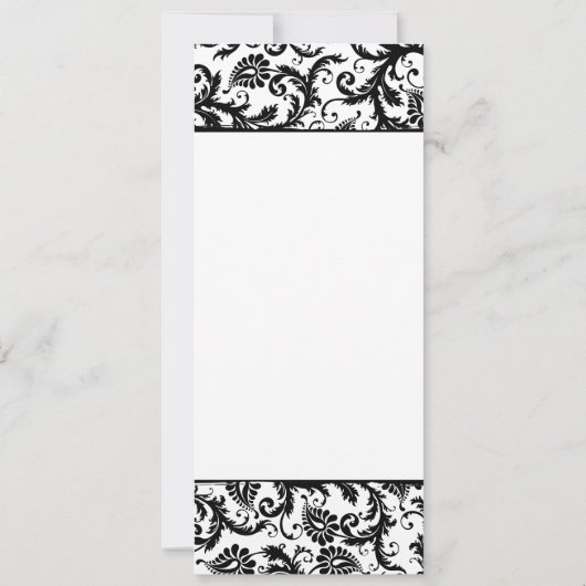 Elegant Blue Font Black Damask Wedding Invitation Kaart (Achterkant)