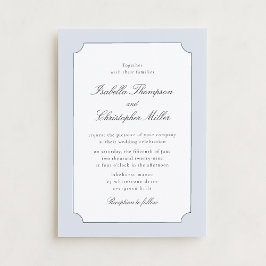 Elegant Blue Frame Classic Wedding Invitation  Kró Kaart