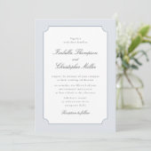 Elegant Blue Frame Classic Wedding Invitation  Kró Kaart (Staand voorkant)