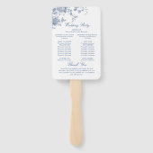 Elegant Blue France Flowers Wedding Programme Handwaaier (Achterkant)